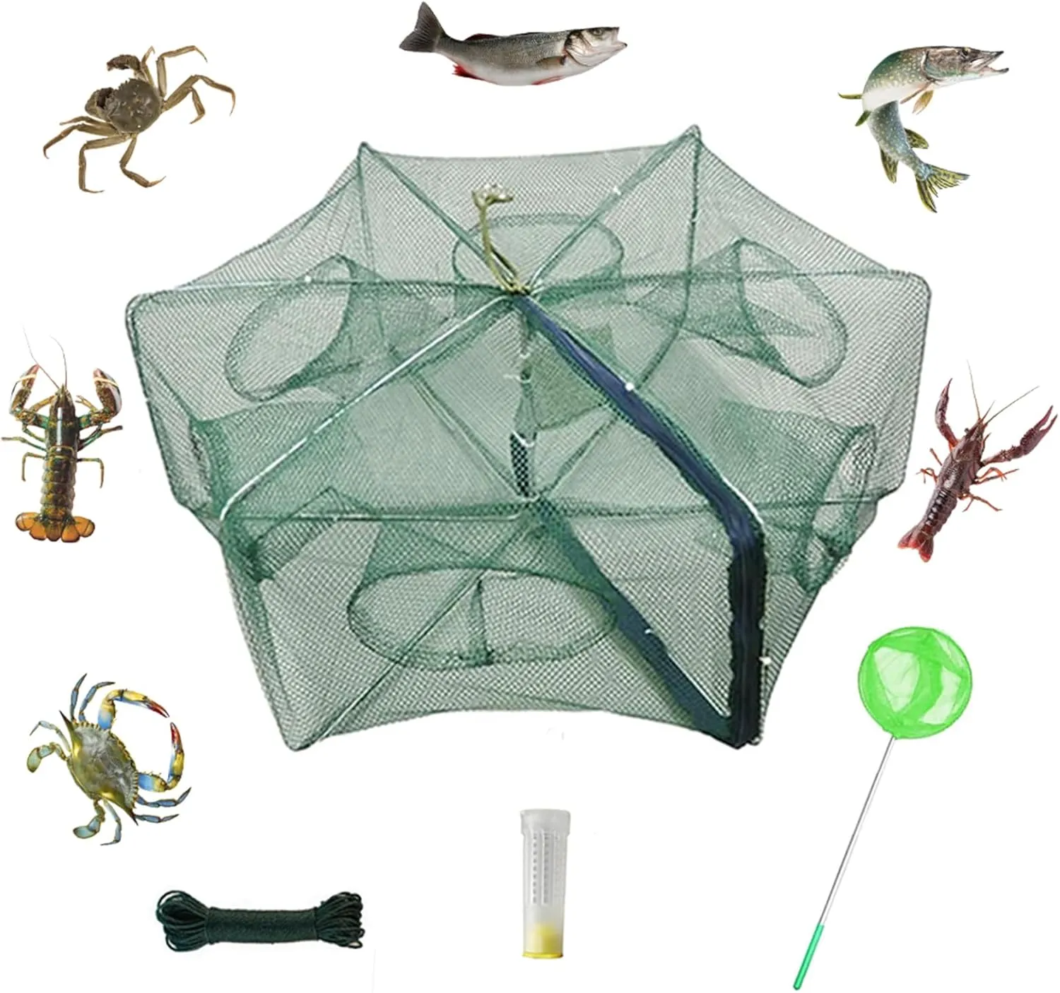 1/2 Pcs Fishing Bait Trap Foldable Crab Crayfish Fish Minnow Crawdad Shrimp Net Cast Portable