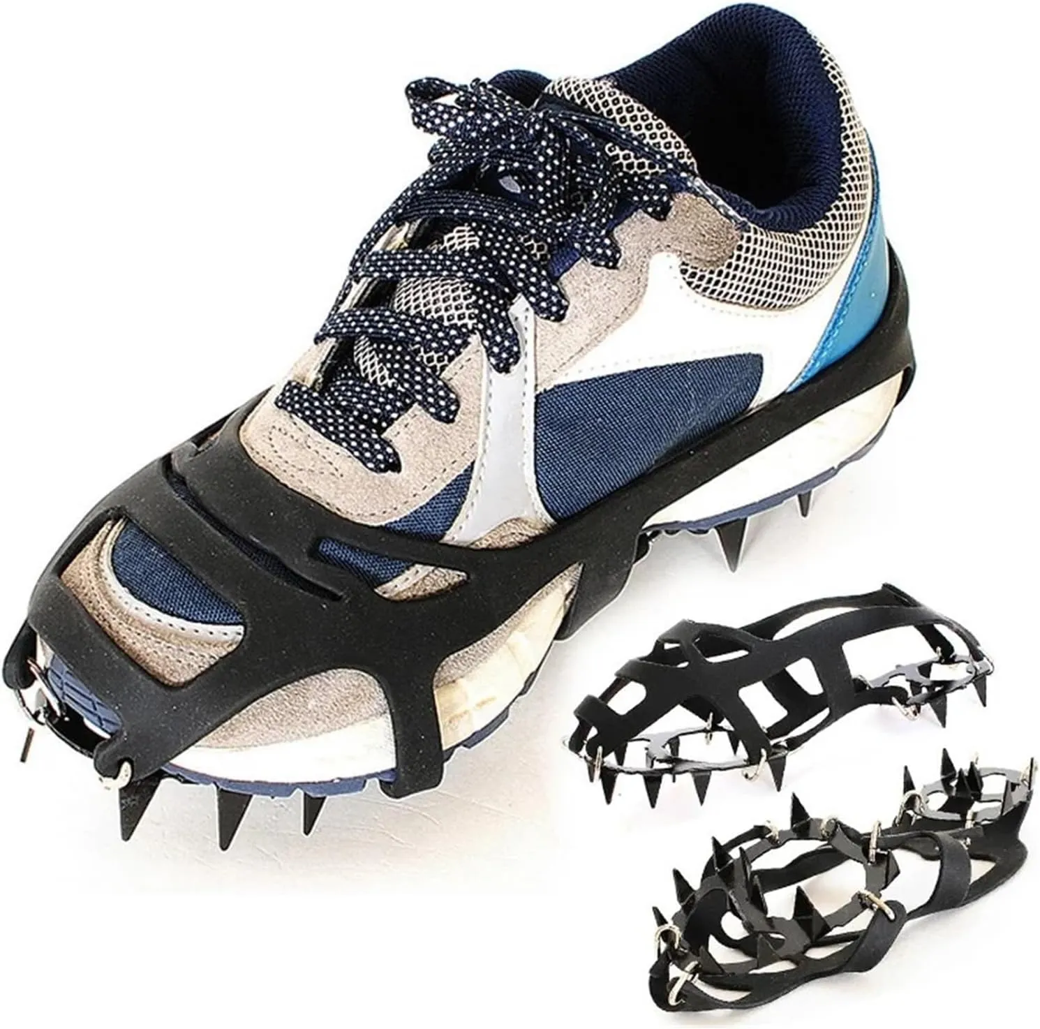18 Teeth Anti-Slip Ice Snow Grips for Shoes and Boots - Traction Cleat Spikes for Winter Safety