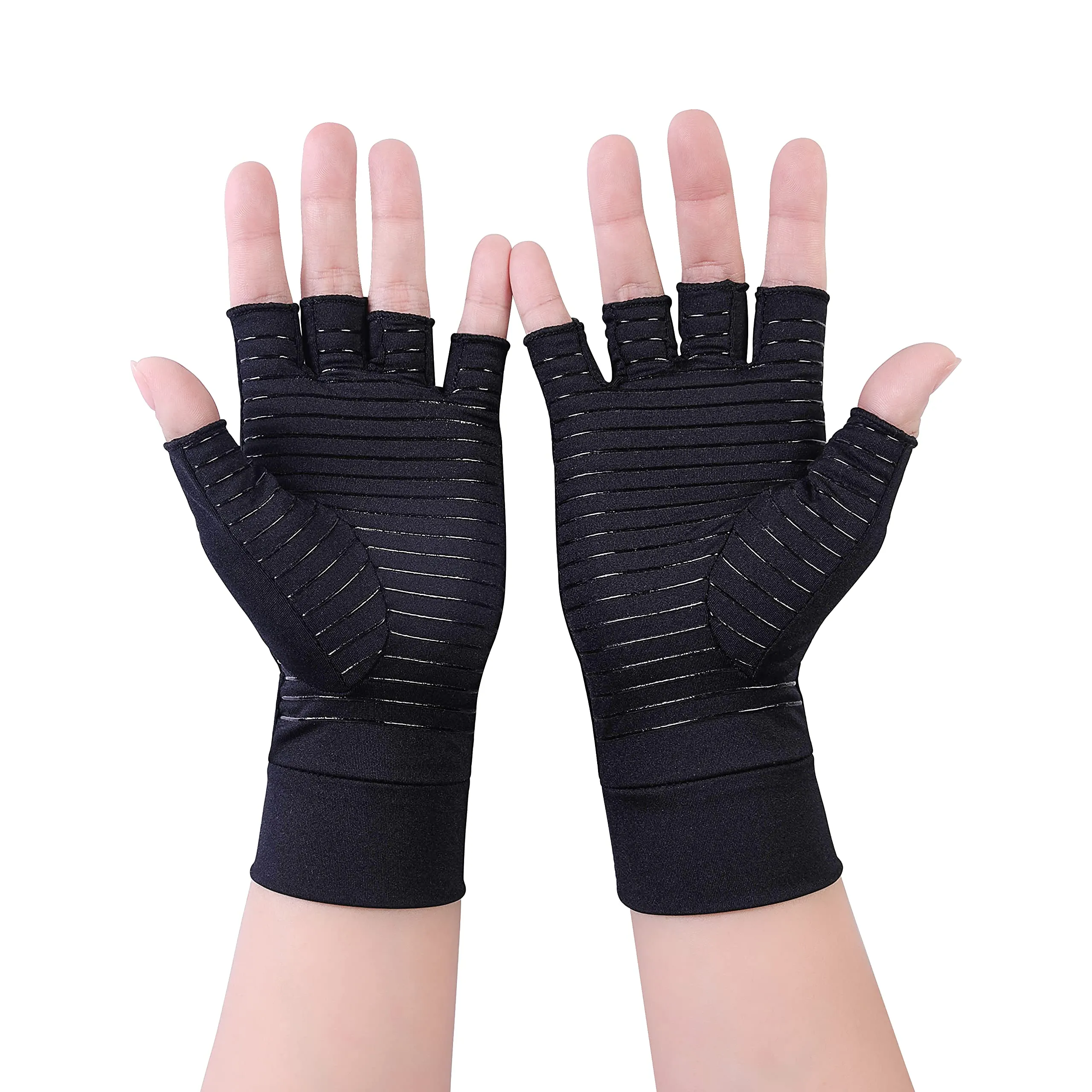 2 Pairs Copper Arthritis Gloves Compression Gloves Women Men Relieve Hand Pain Swelling and Carpal Tunnel Medium