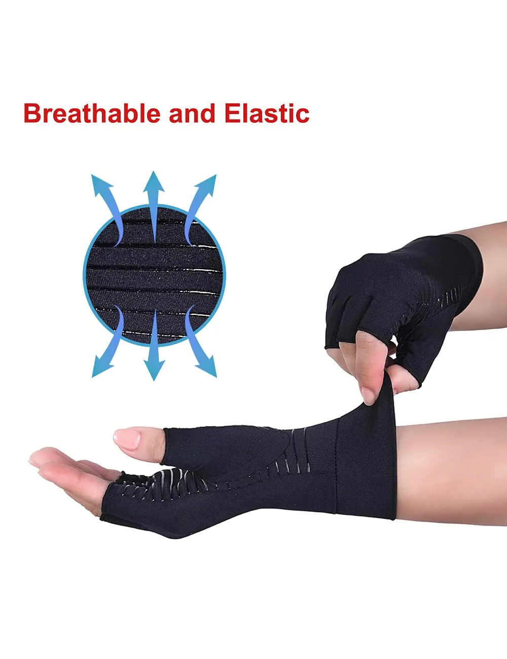 2 Pairs Copper Arthritis Gloves Compression Gloves Women Men Relieve Hand Pain Swelling and Carpal Tunnel Medium