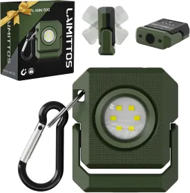 2 Pcs Mini Keychain Flashlight Rechargeable 500 Lumens LED Magnetic Flashlight with Rotatable Bracket 4 Light Modes Pocket Lights Outdoor Emergency Work Light for Camping and Hiking, Green