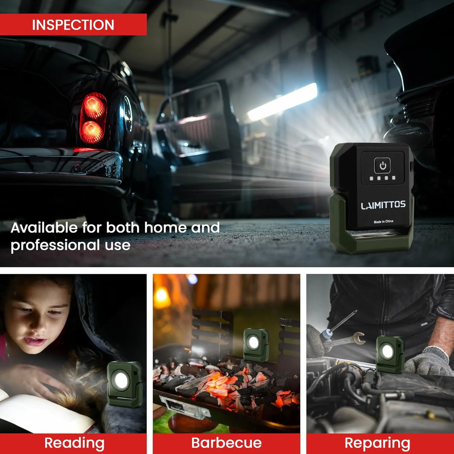 2 Pcs Mini Keychain Flashlight Rechargeable 500 Lumens LED Magnetic Flashlight with Rotatable Bracket 4 Light Modes Pocket Lights Outdoor Emergency Work Light for Camping and Hiking, Green