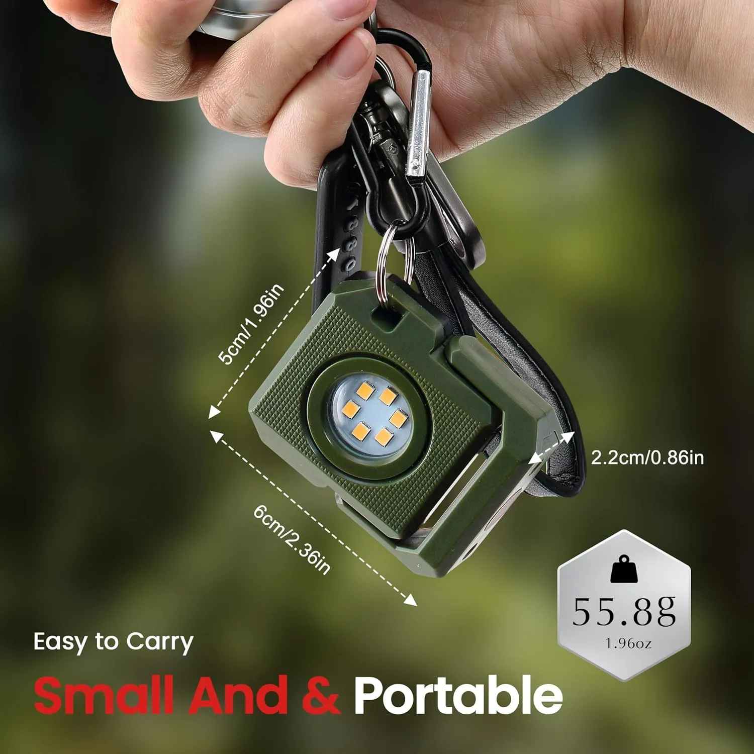 2 Pcs Mini Keychain Flashlight Rechargeable 500 Lumens LED Magnetic Flashlight with Rotatable Bracket 4 Light Modes Pocket Lights Outdoor Emergency Work Light for Camping and Hiking, Green