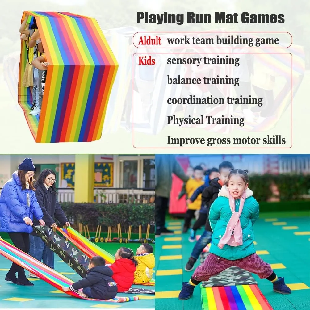 4-20M Kids Game Running mat, Kindergarten Sensory Integration Training Balance Coordination and Cooperation Rolling Running Mat (Size : Kids-4M)