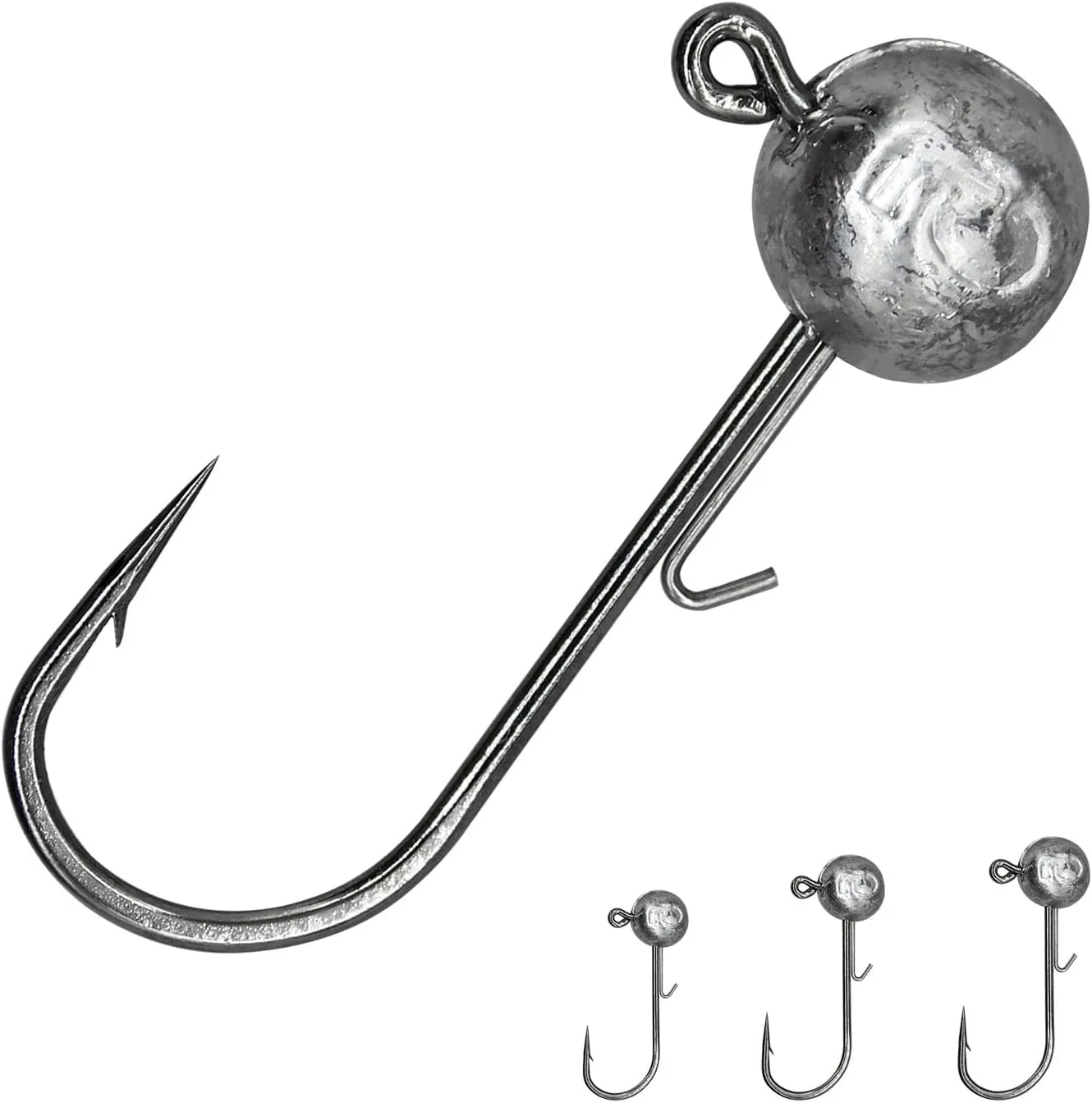 50pcs Fishing Jig Hooks with Barbs - Round Ball Jig Heads Kit, 1/6 oz, 1/4 oz, 1/8 oz, 1/2 oz for Saltwater & Freshwater Trout Bass Fishing