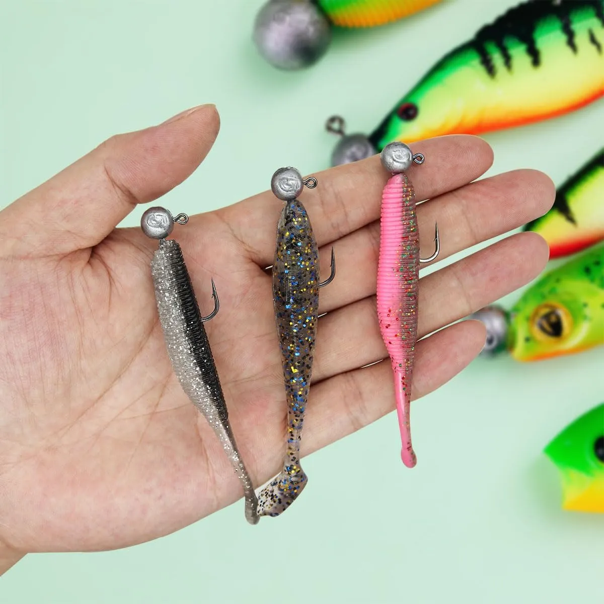 50pcs Fishing Jig Hooks with Barbs - Round Ball Jig Heads Kit, 1/6 oz, 1/4 oz, 1/8 oz, 1/2 oz for Saltwater & Freshwater Trout Bass Fishing