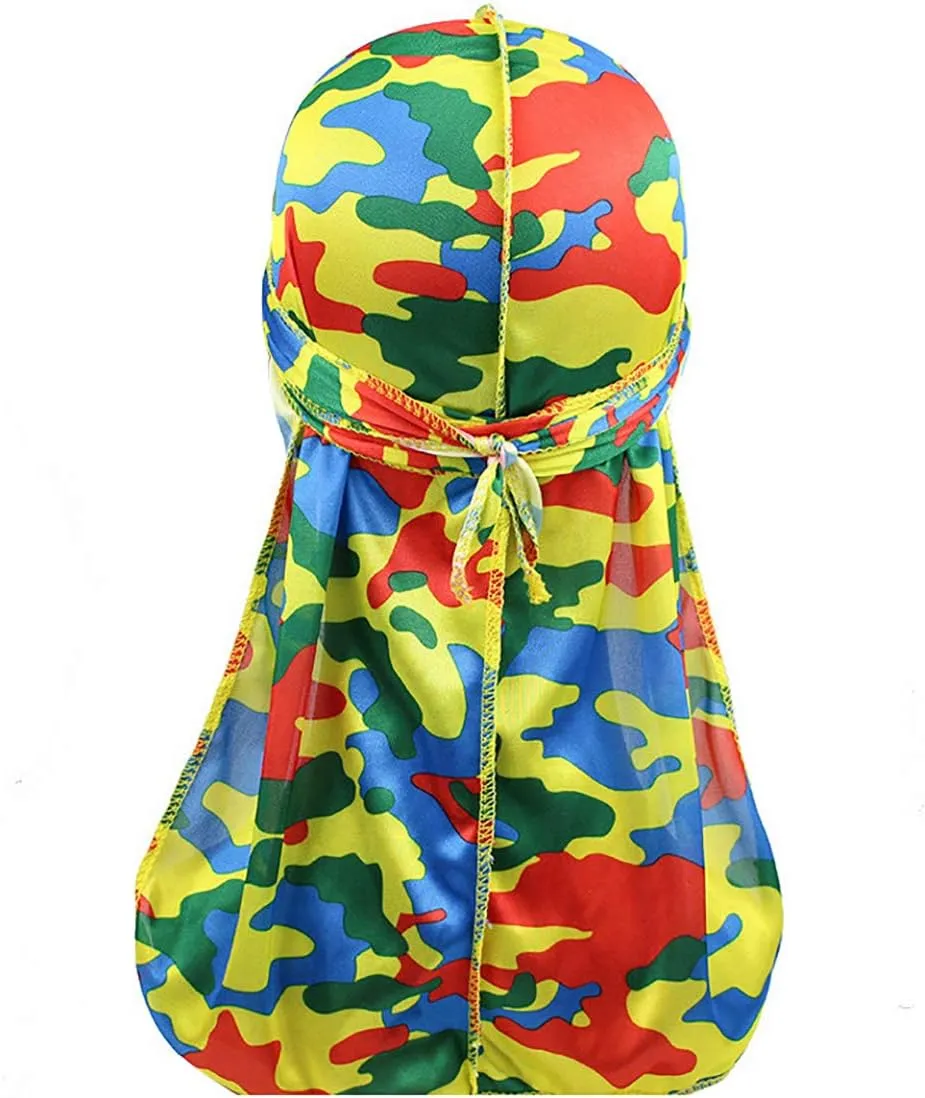 Assorted Paisley Bandana Doo rag Cap Headwraps Men's Women's Silk Durag with Long Tail and Wide Straps for 360 Waves