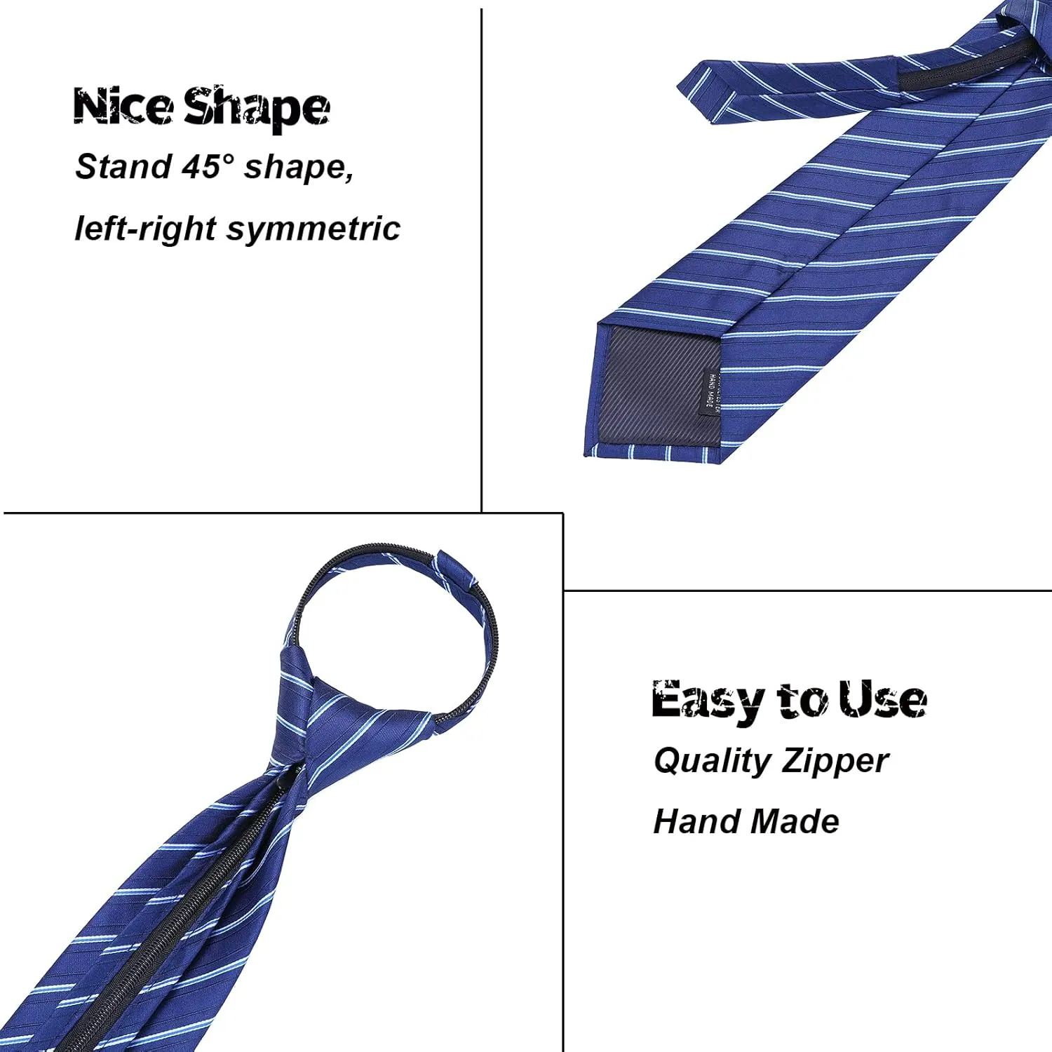 AUSKY 6 PACKS Men Necktie,Regular/Extra Long Adjustable Pre Tied Clip on Easy Zipper Neck Ties for Men (3.15in Wide)