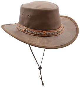 Authentic Bush Leather Hat Vintage Bourke Brown