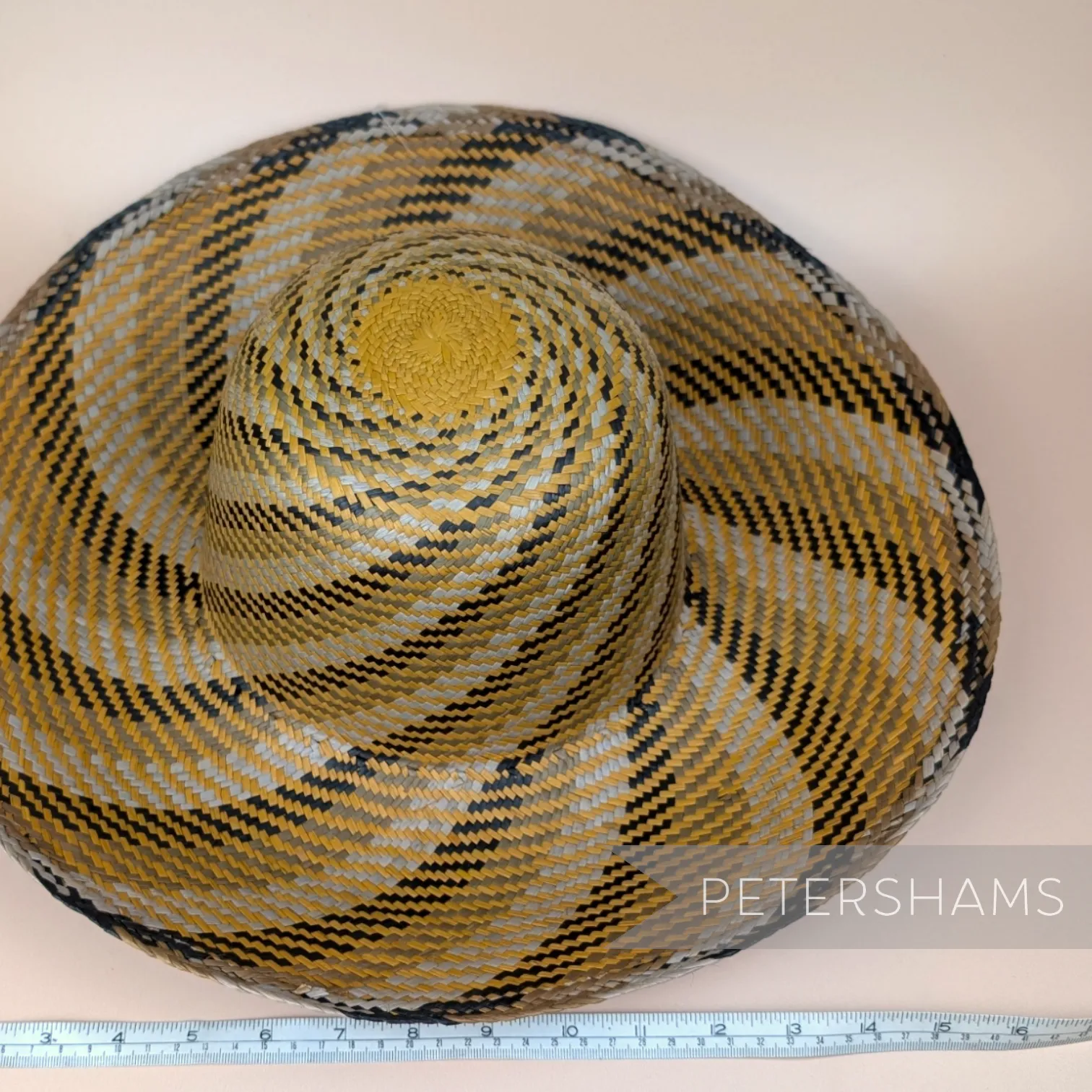 Big Swirl Vintage Ecuador Panama Straw Capeline Hat Body - 12.5"