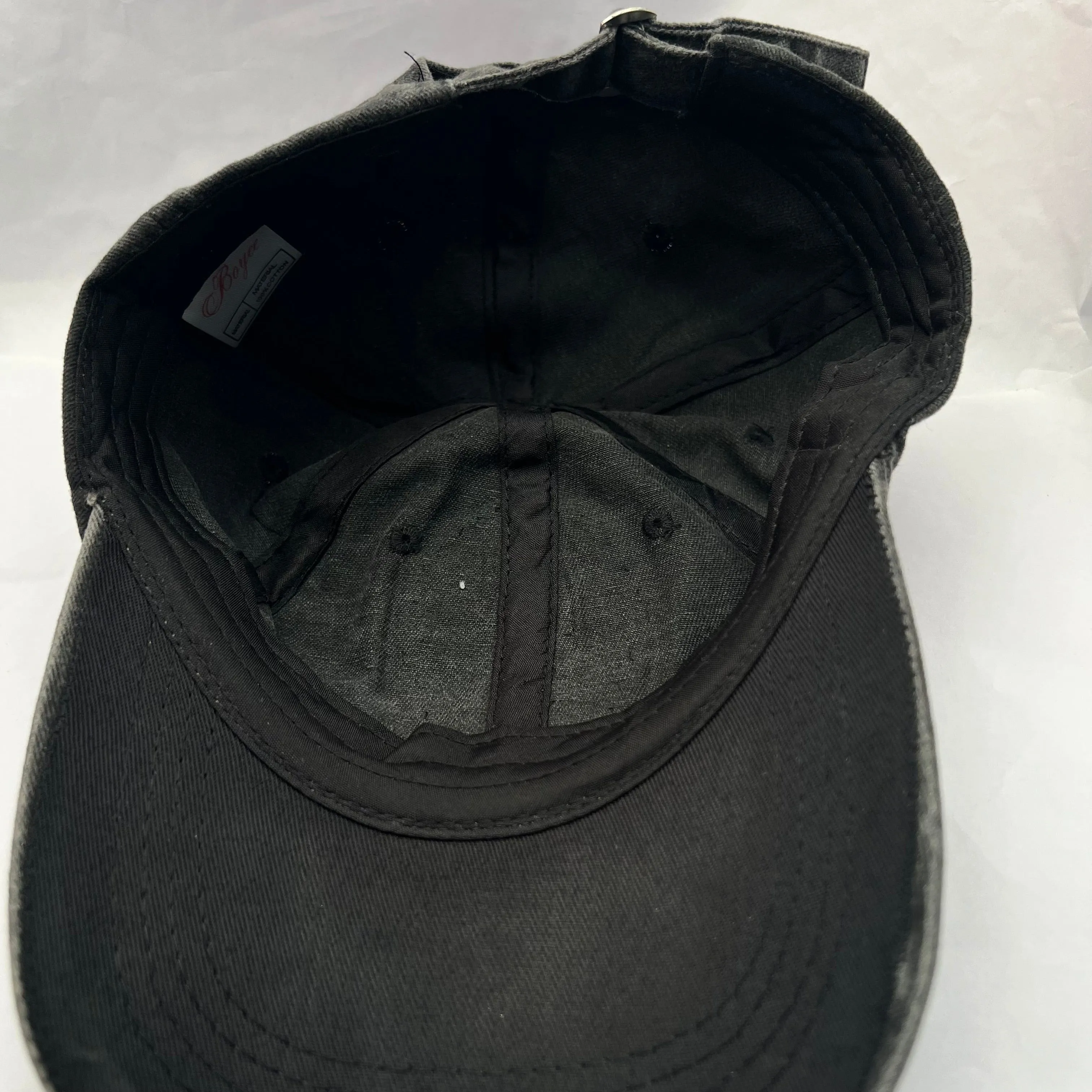 Black Baseball Cap Grey Skull Embroidered patch on Cap one size Hat Unisex Cap