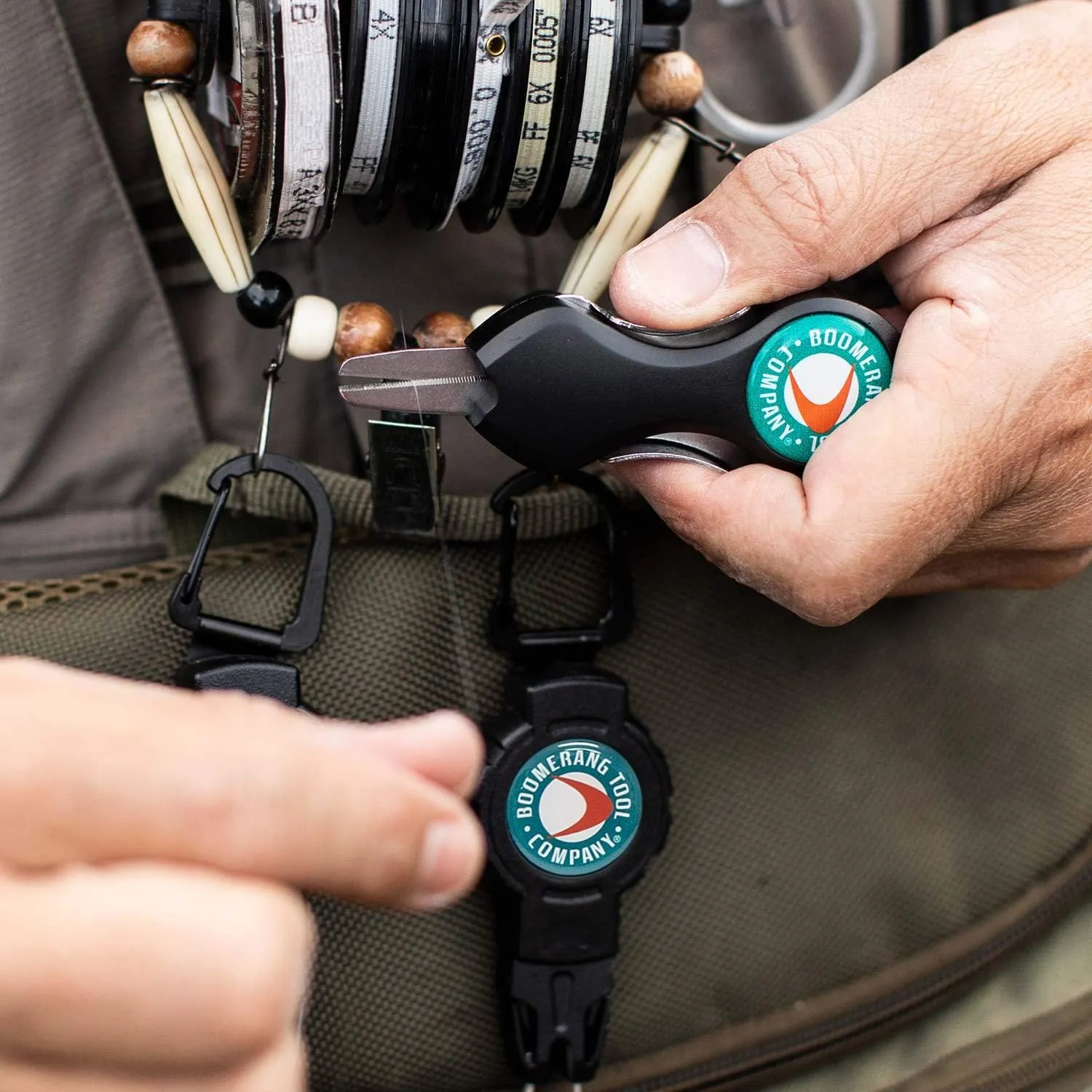 Boomerang Tool Company SNIP Fishing Line Cutters with Retractable Tether and Stainless Steel Blades that Cut Braid, Mono and Fluoro Lines Clean and Smooth!