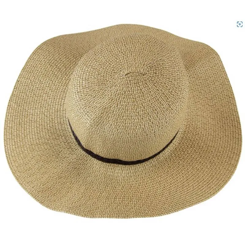 Brown Cream Stripe Foldable Packable Travel Sun Hat