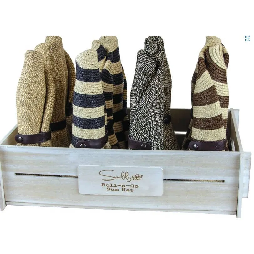 Brown Cream Stripe Foldable Packable Travel Sun Hat