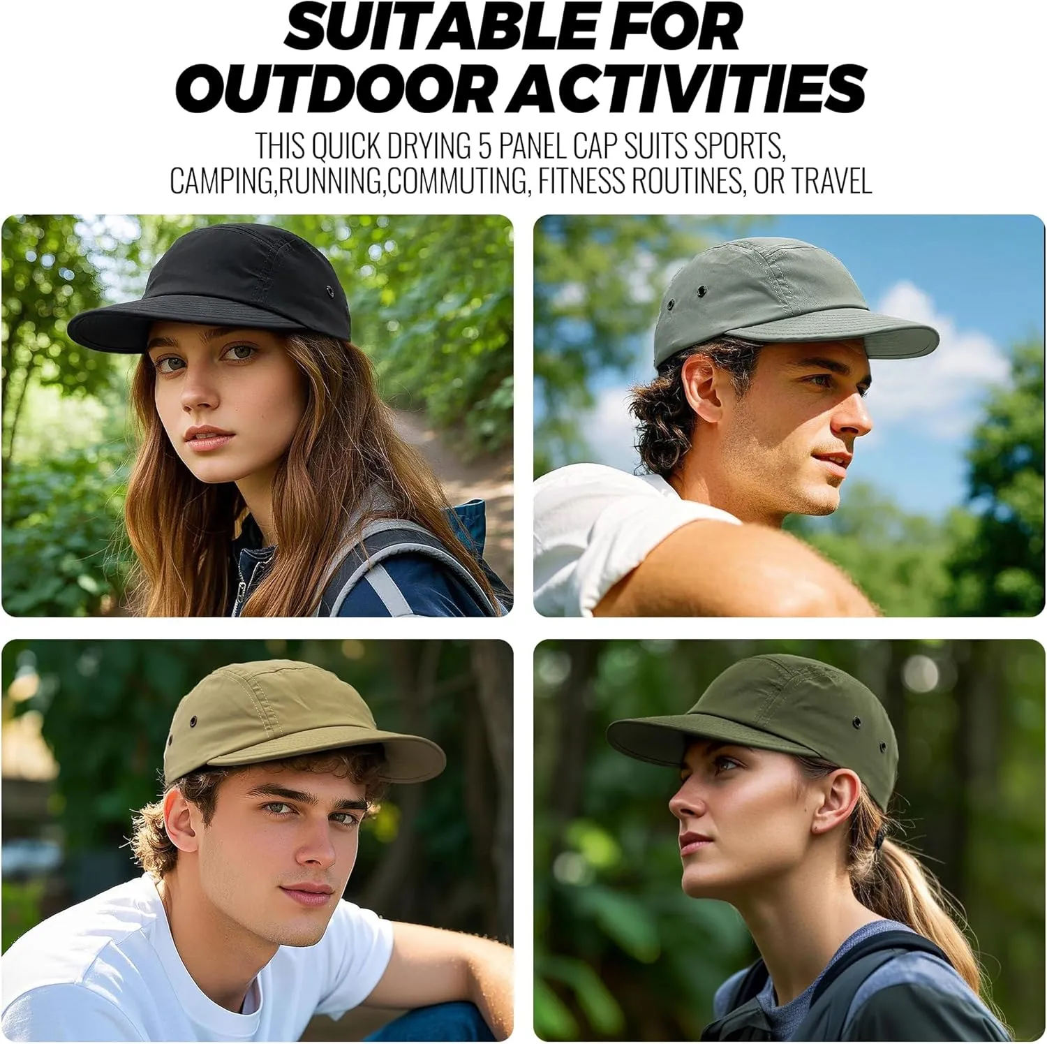 CLAPE 5 Panel Baseball Caps Outdoor Sports Hats Snapback Street Casual Dad Cap Nylon UPF 50  Sun Protection Camp Hat Sun Hat