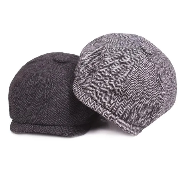 Classic Herringbone Newsboy Cap
