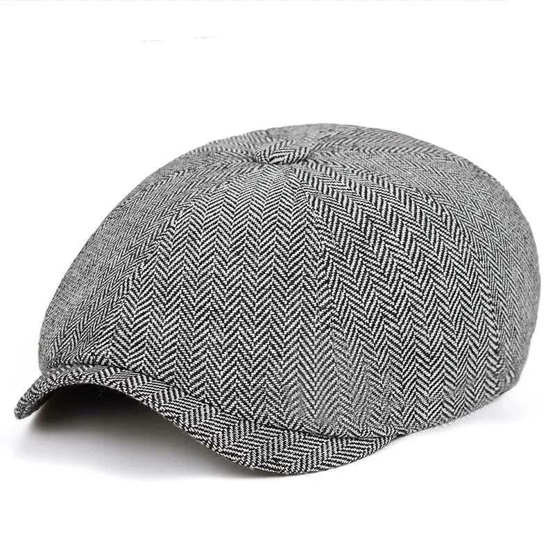 Classic Herringbone Newsboy Cap
