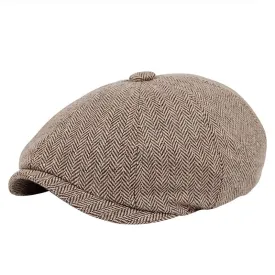 Classic Herringbone Newsboy Cap