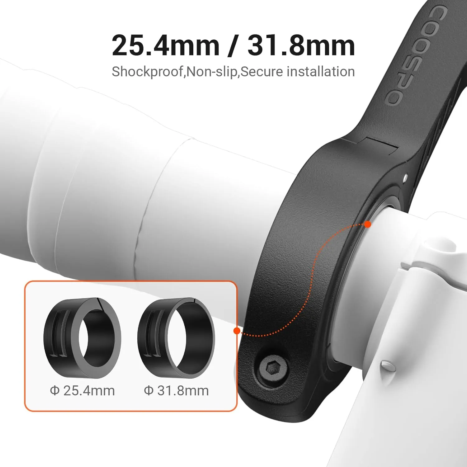 CooSpo Bike Computer Out Front Mount MT5, Compatible with Garmin, Bike Computer Mount Adapter for Handlebar 25.4mm/31.8mm