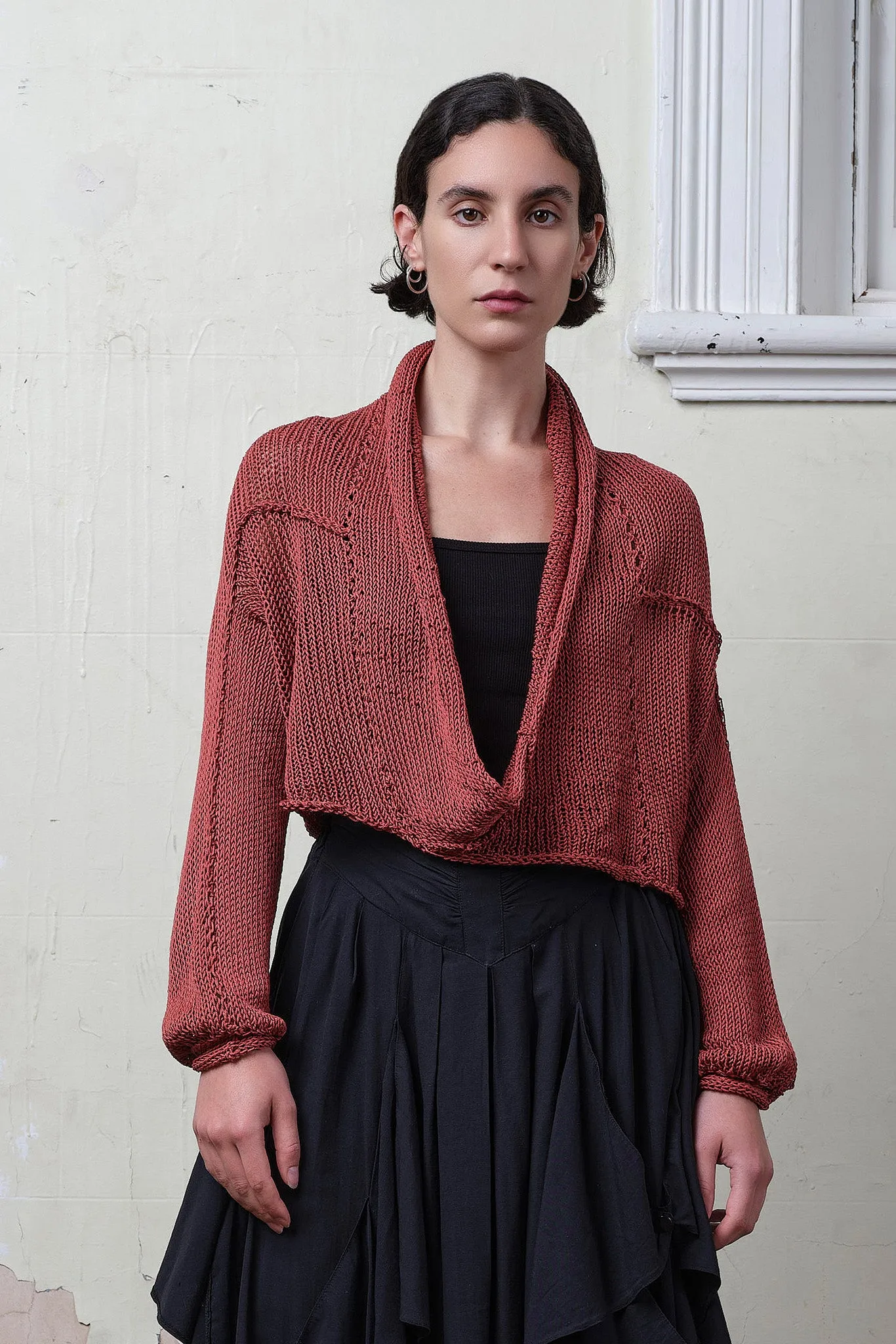 Coral Cropped Jumper in Cotton