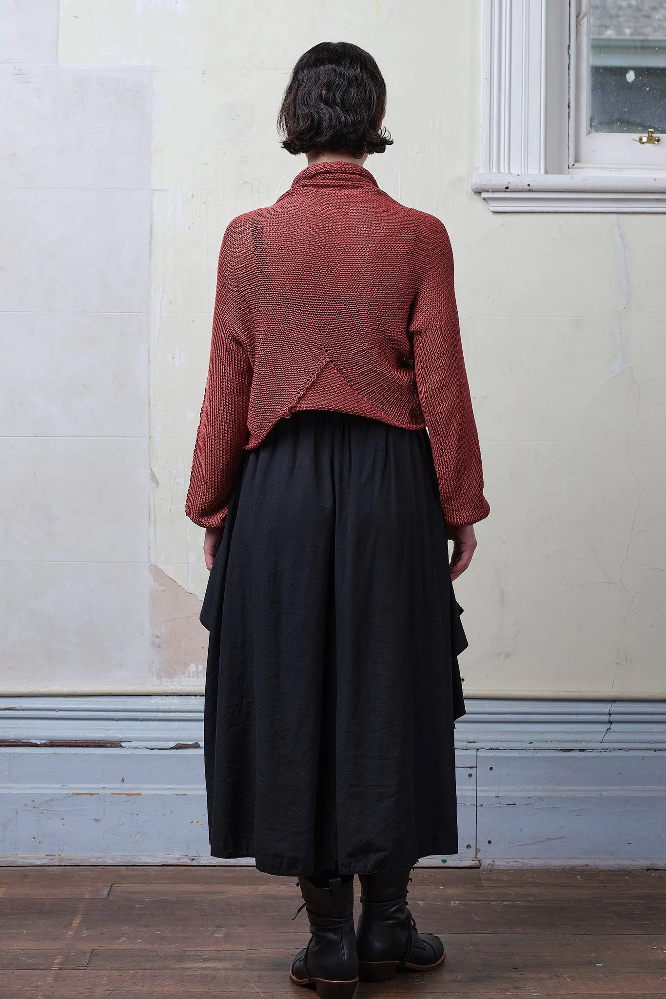 Coral Cropped Jumper in Cotton