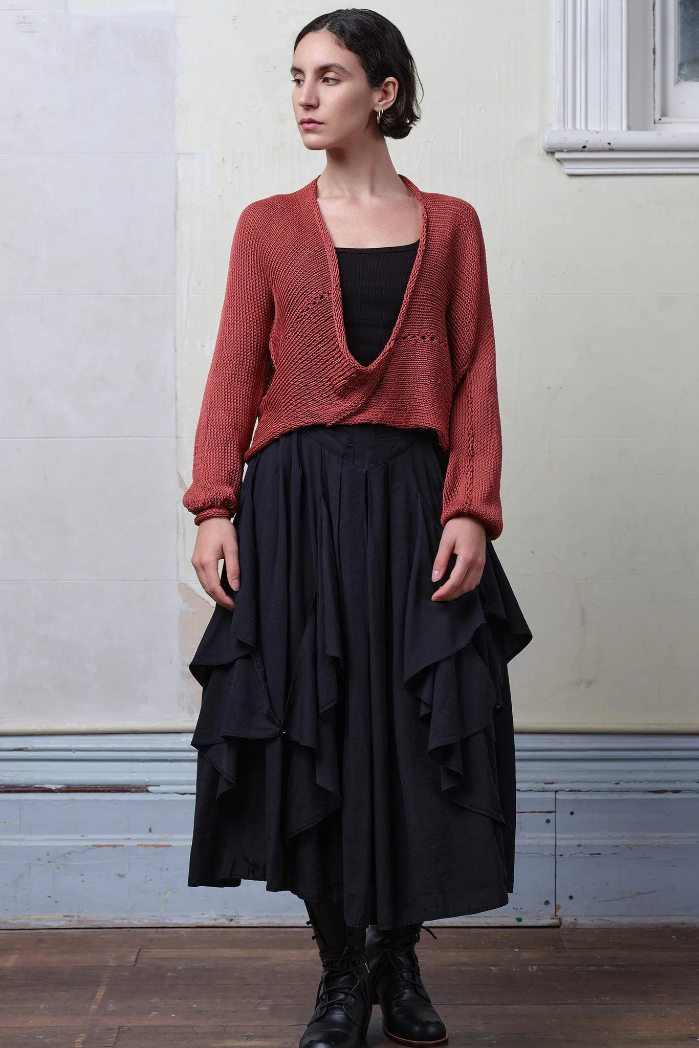 Coral Cropped Jumper in Cotton