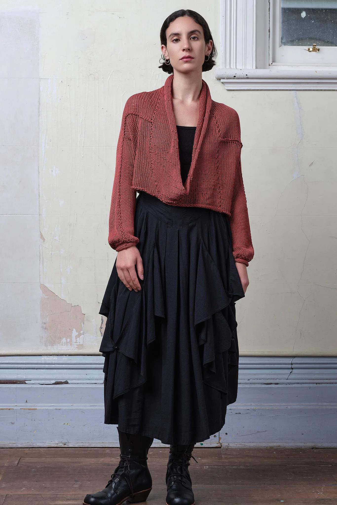 Coral Cropped Jumper in Cotton