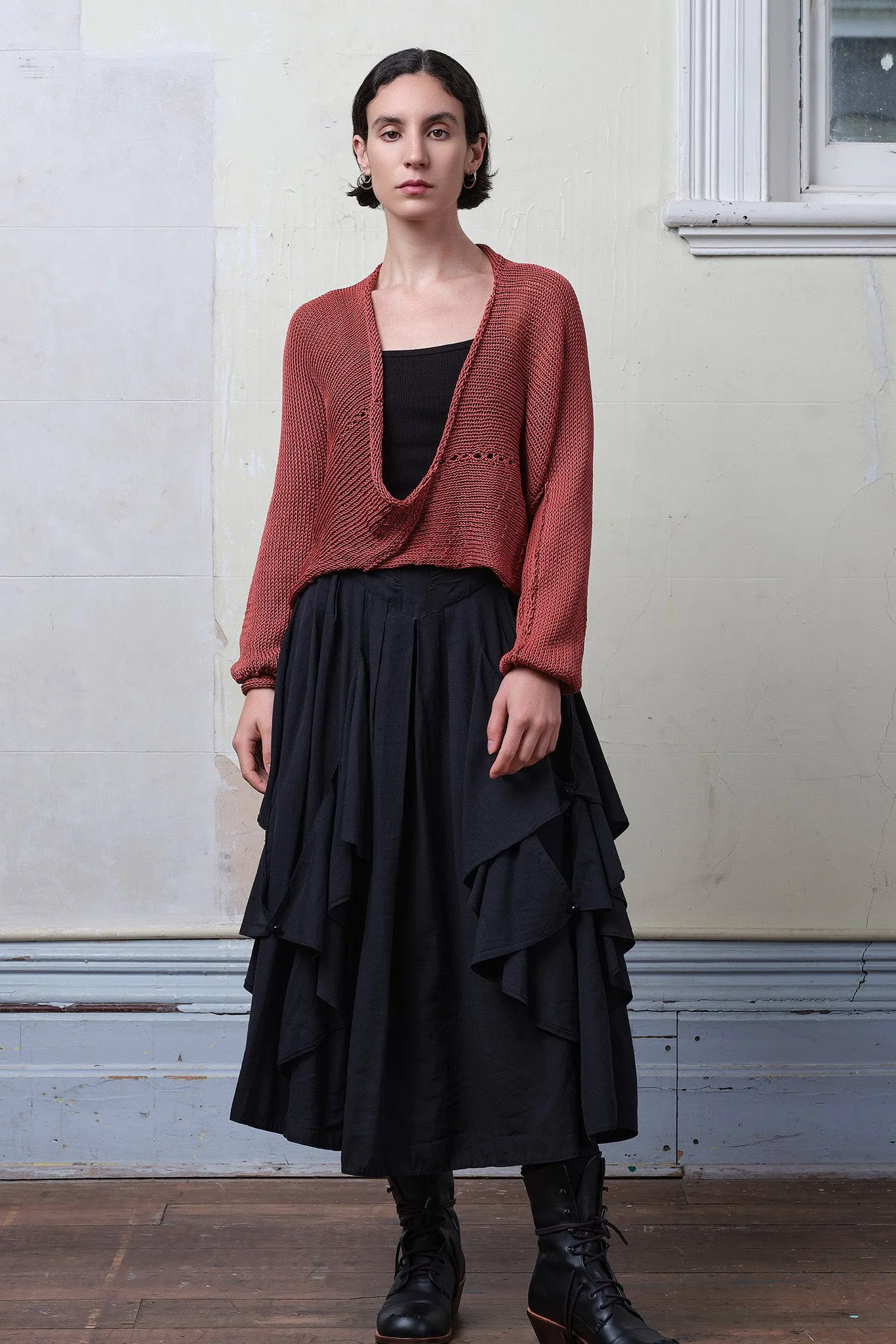 Coral Cropped Jumper in Cotton