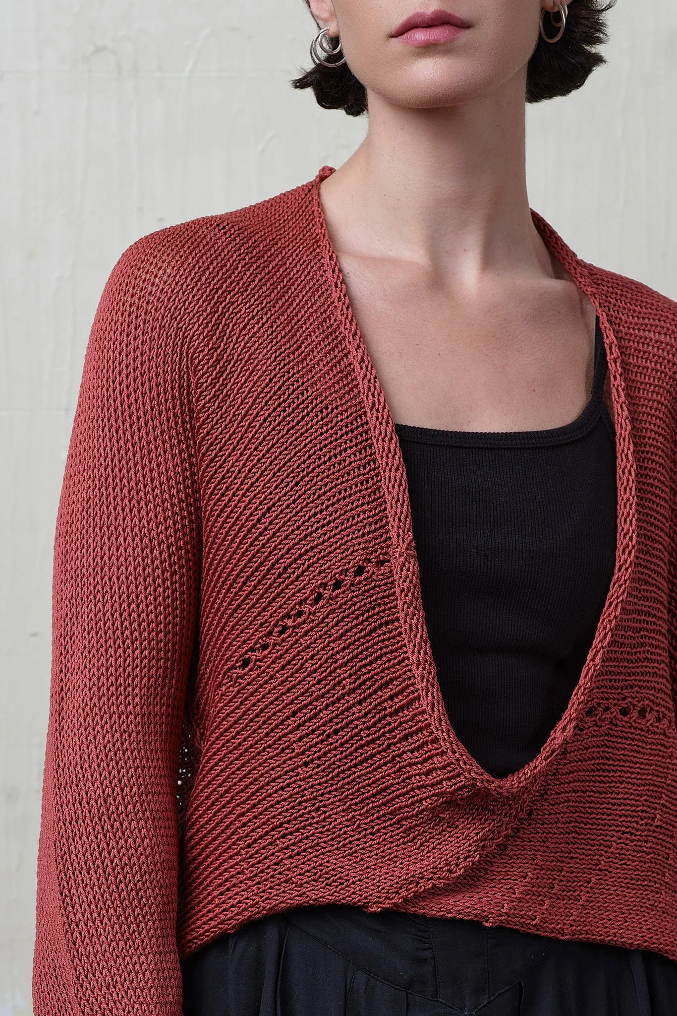 Coral Cropped Jumper in Cotton