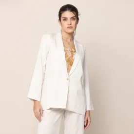 Cotton Tencel Blazer | Ecru