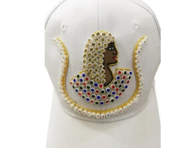 Daughters of Isis Jewel Embroidered White Baseball Cap