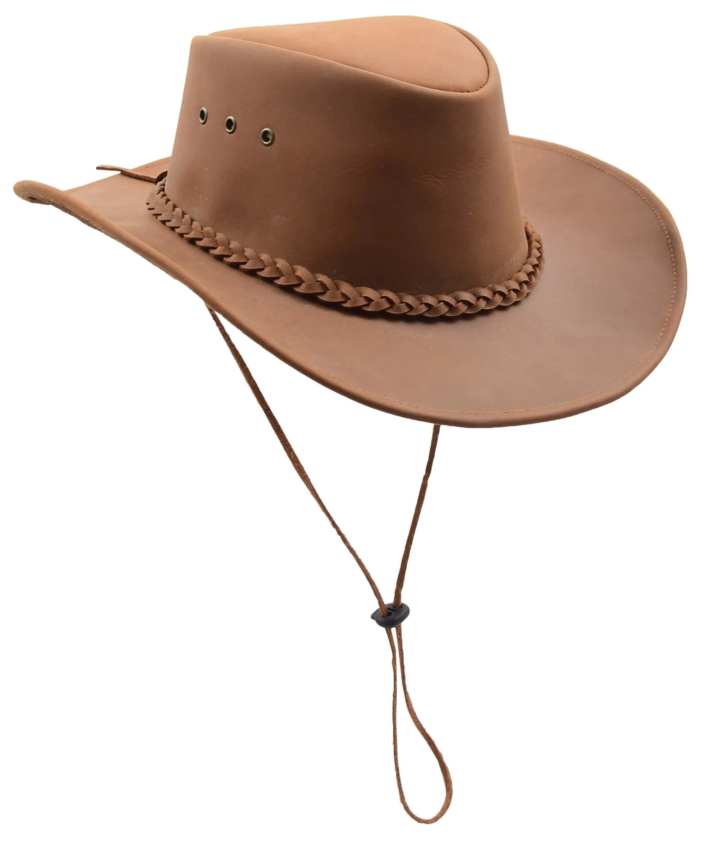 DR507 Real Leather Australian Cowboy Bush Hat Tan