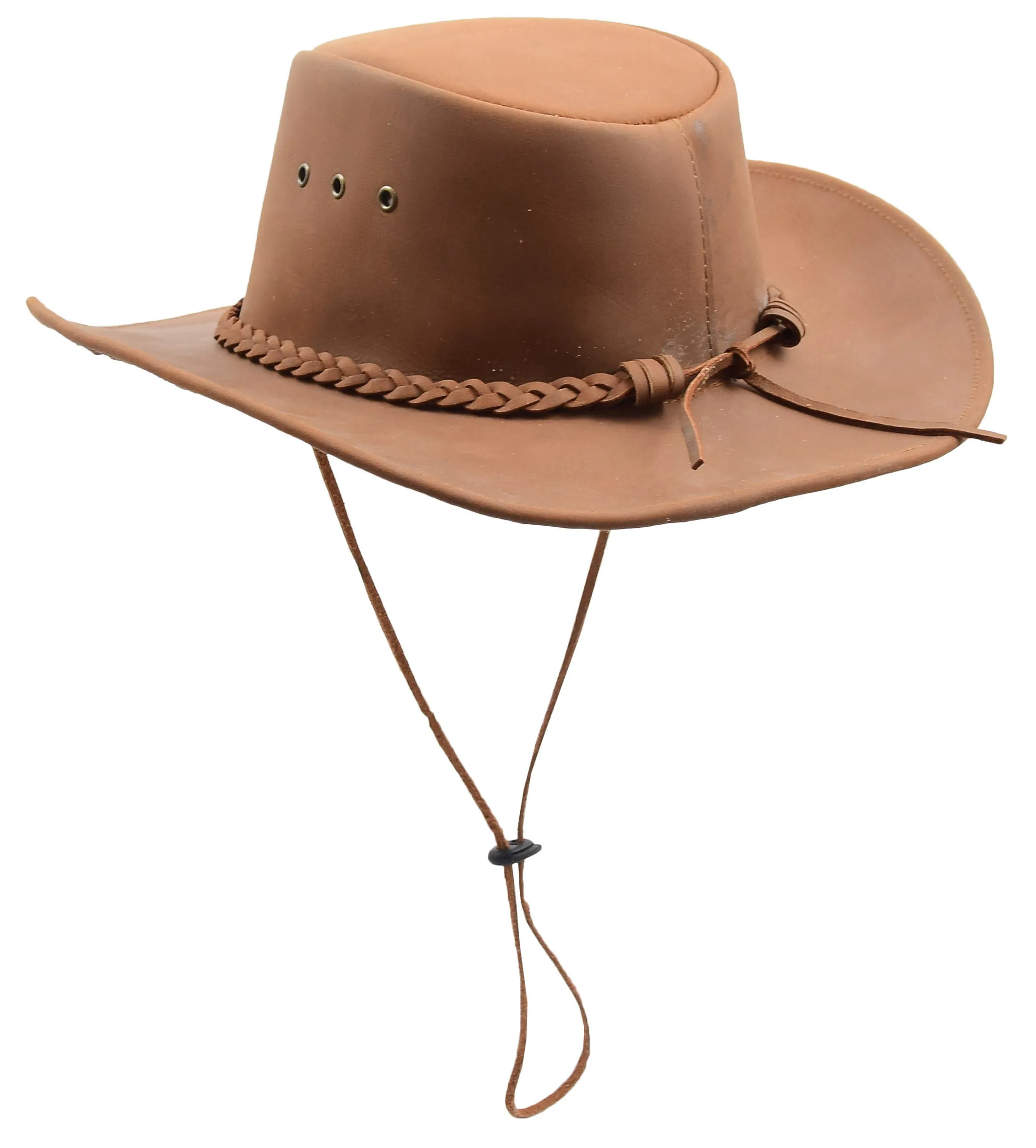 DR507 Real Leather Australian Cowboy Bush Hat Tan
