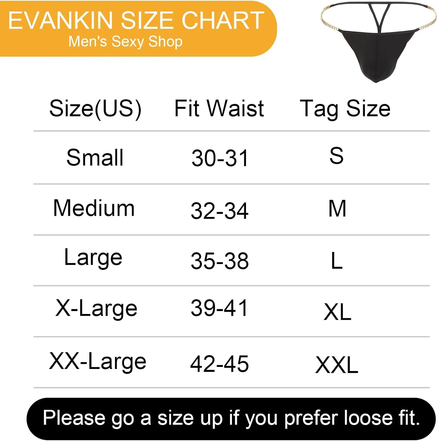 Evankin Men Sexy Thong with Metal Chains Hollow Out G-Strings Comfortable Ice Silk Underwear Bikini