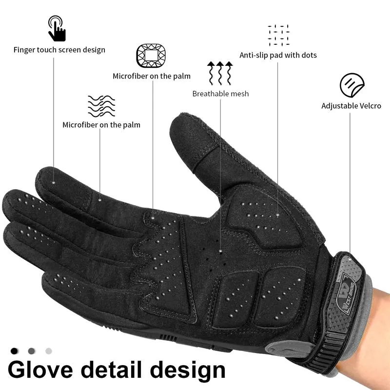 Full Finger Bike Gloves Shockproof Sport Military Tactical Gloves Motorcycle MTB Bicycle Touch Screen Cycling Gloves