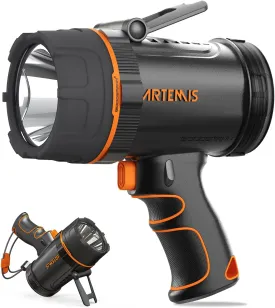 GOODSMANN LED Rechargeable Marine Spotlight 1000 Lumen Handheld Spot Light Waterproof Searchlight Portable Boat Flashlight for with Switch Lock and USB Cable for Outdoor Fishing Hiking Hunting