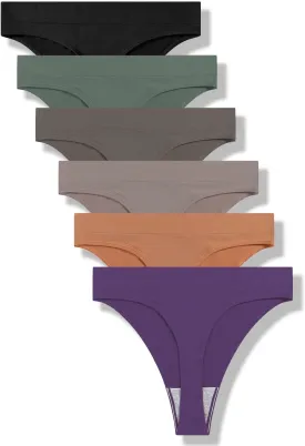 GRANKEE Women's Breathable Seamless Thong Panties No Show Underwear Pack