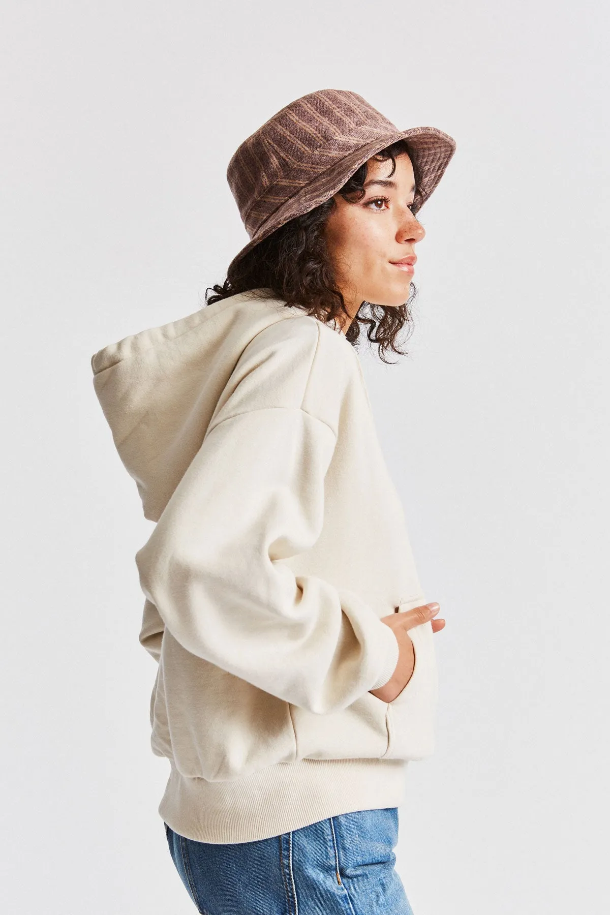 Hardy Womens Bucket Hat - Maroon Stripe