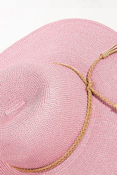 Hazel Blues® |  Fame Straw Braided Rope Strap Fedora Hat