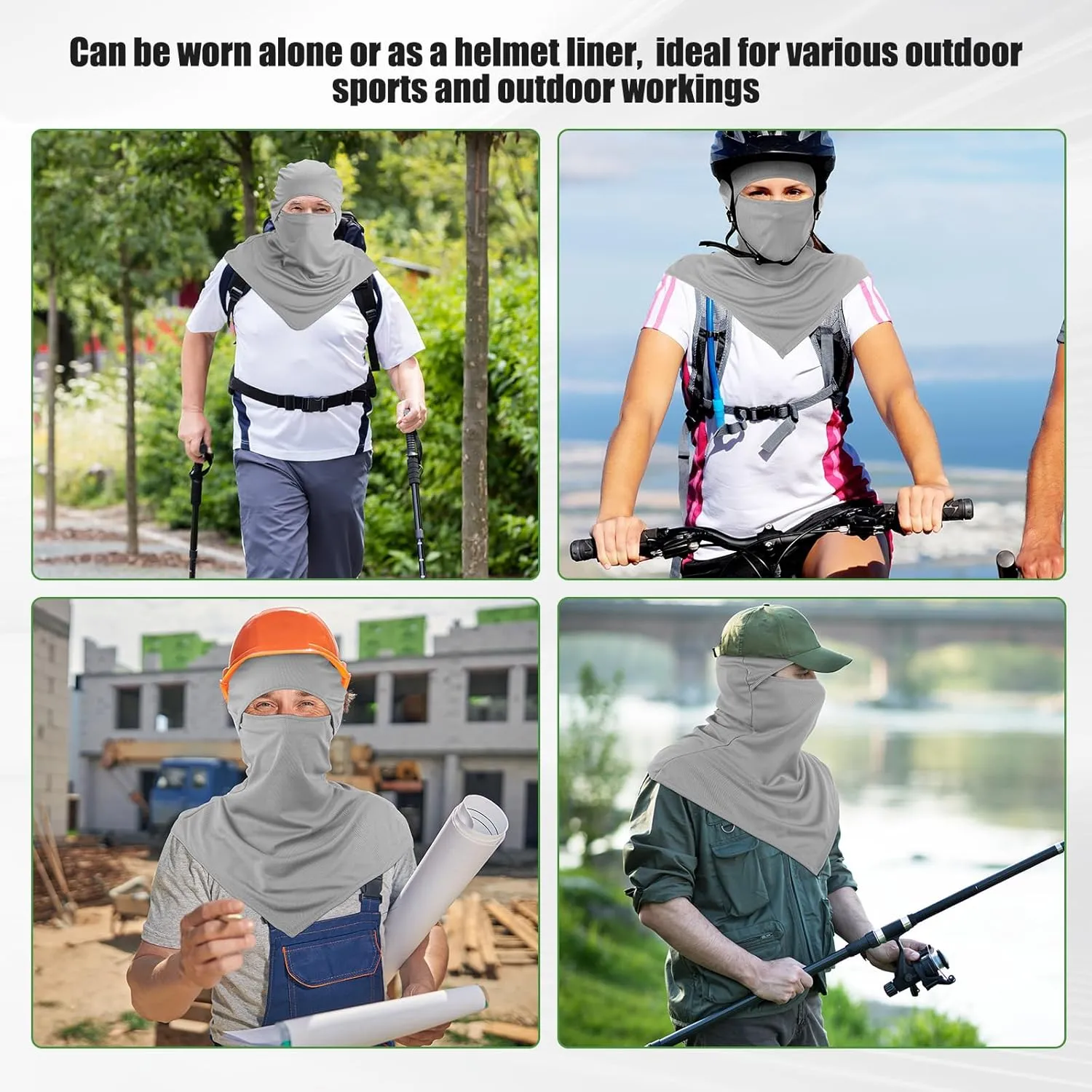 JaGely Balaclava Summer Full Face Mask for Sun Protection Breathable Motorcycle Hood Helmet Liners Windproof Long Neck Cover