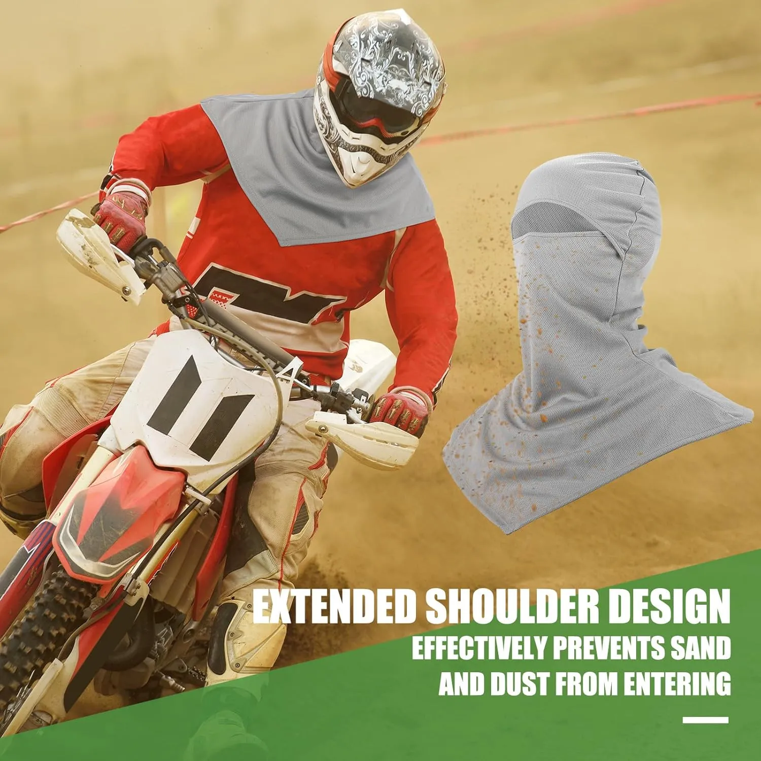 JaGely Balaclava Summer Full Face Mask for Sun Protection Breathable Motorcycle Hood Helmet Liners Windproof Long Neck Cover