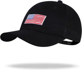 Kids American Flag Baseball Cap Boys Girls Mesh Baseball Hat, Toddler Embroidery Trucker Hat for Age 3-14 Years