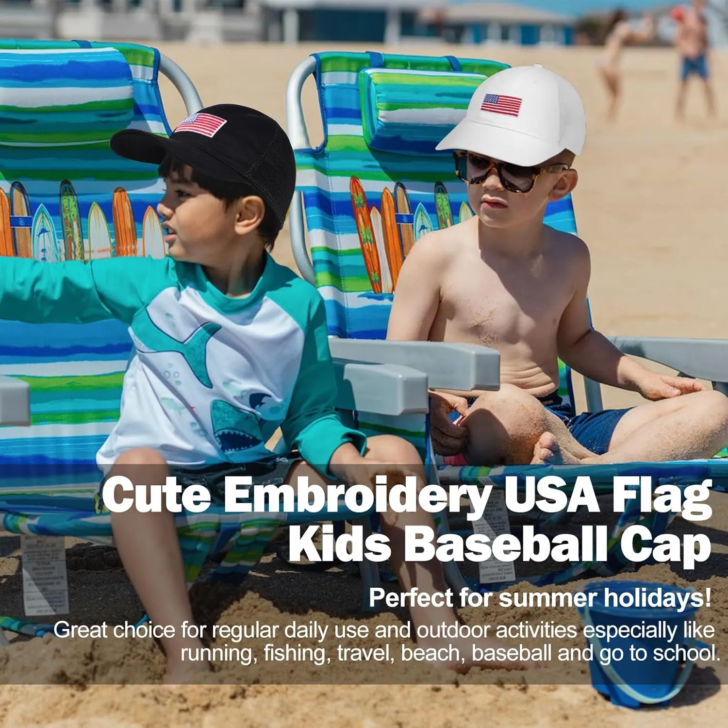 Kids American Flag Baseball Cap Boys Girls Mesh Baseball Hat, Toddler Embroidery Trucker Hat for Age 3-14 Years