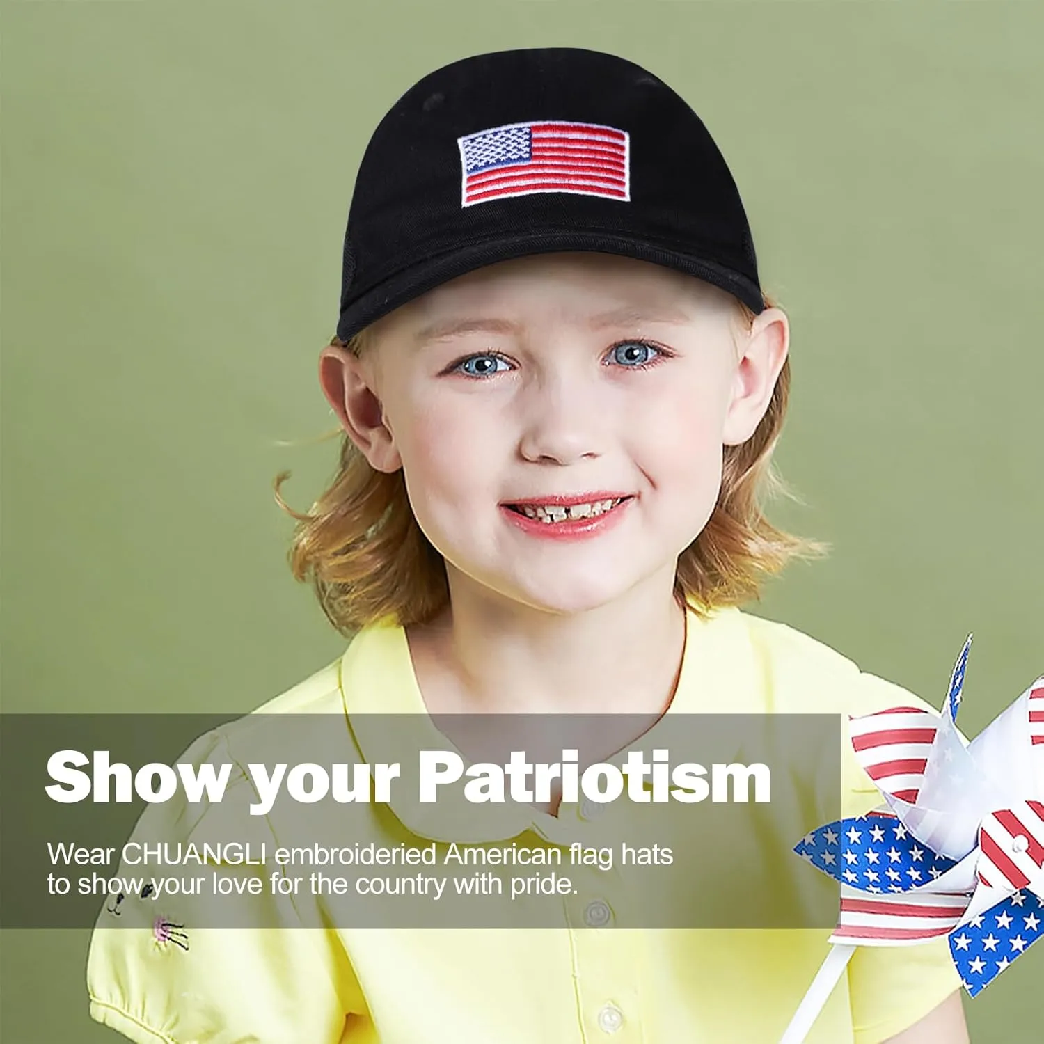 Kids American Flag Baseball Cap Boys Girls Mesh Baseball Hat, Toddler Embroidery Trucker Hat for Age 3-14 Years