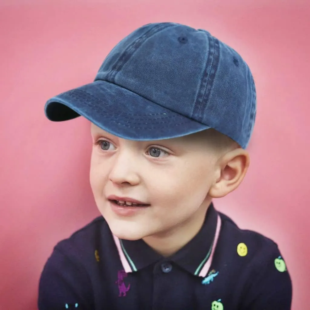 Kids Baby Girls Hat Washed Baseball Cap Cotton Solid Sun Hats for Children Fit for 2-7 Years