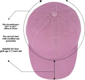 Kids Baby Girls Hat Washed Baseball Cap Cotton Solid Sun Hats for Children Fit for 2-7 Years
