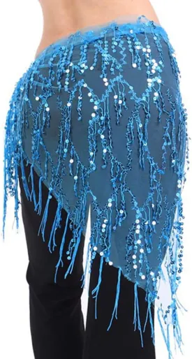Lauthen.S Women Belly Dance Hip Scarf, Sequin Tassels Triangle Tribal Wrap Skirt Waist Chain