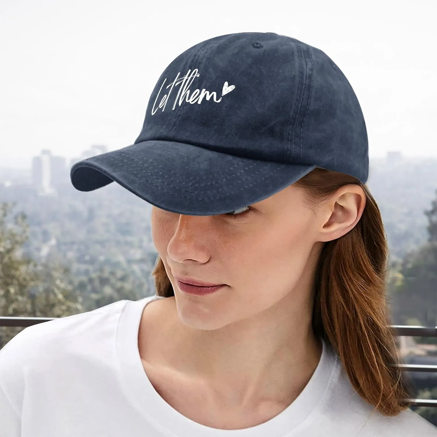 Let Them Funny hat for Men Funny Vintage Cotton Washed Baseball Caps Adjustable Dad Hat Crazy
