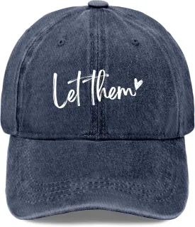 Let Them Funny hat for Men Funny Vintage Cotton Washed Baseball Caps Adjustable Dad Hat Crazy
