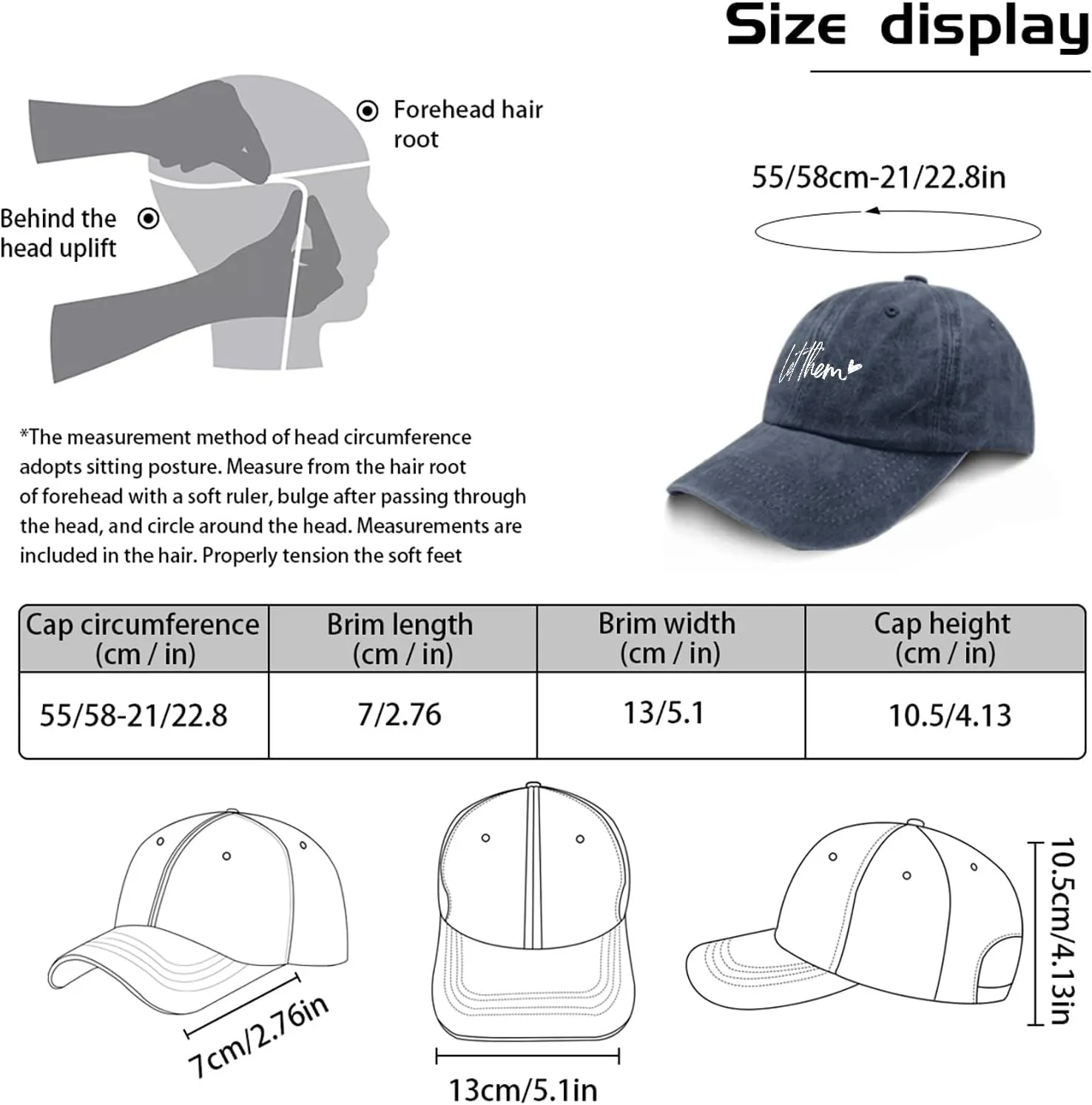 Let Them Funny hat for Men Funny Vintage Cotton Washed Baseball Caps Adjustable Dad Hat Crazy